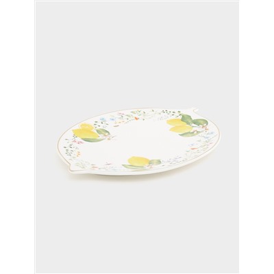 Блюдо, 30х21,5 см, фарфор P, овальное, белое, Цветы и лимоны, Fleurs et Citrons