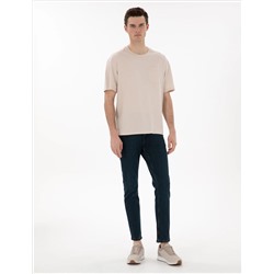 Bej Comfort Fit Basic Tişört