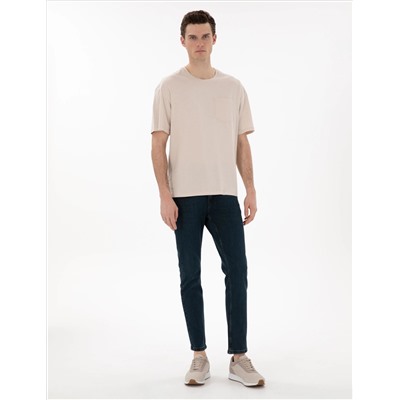 Bej Comfort Fit Basic Tişört