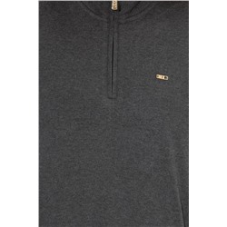 Kadın Antrasit  Melanj Dik Yaka Sweatshirt