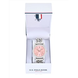 LADIES CLASSIC SILVER AND PINK BRACELET WATCH