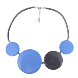 Колье (смола голубая, серая; покрытие: родий)