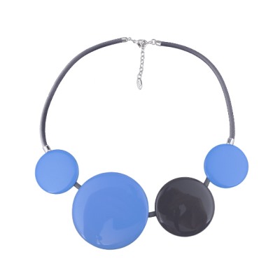 Колье (смола голубая, серая; покрытие: родий)
