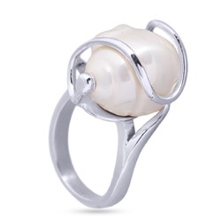 Кольцо (Майорка 14мм белая; покрытие родий), Есть комплект