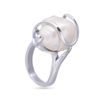 Кольцо (Майорка 14мм белая; покрытие родий), Есть комплект