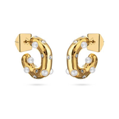 Серьги Просекко (Майорка, кристаллы SW белые; покрытие золото), Есть комплект