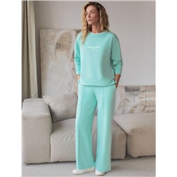 Прямые трикотажные брюки на резинке из футера двухнитки эластичные