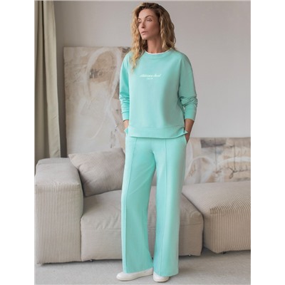 Прямые трикотажные брюки на резинке из футера двухнитки эластичные