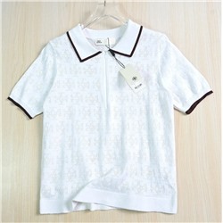 Летний хлопковый свитер с полыми лацканами и полупотайной молнией ТОРИ БЕРЧ