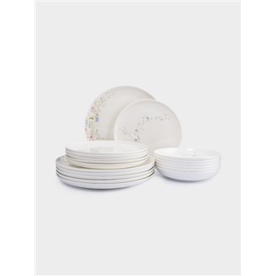 Сервиз обеденный, 6 перс, 18 пр, фарфор F, белый, Цветы, Gentle garden