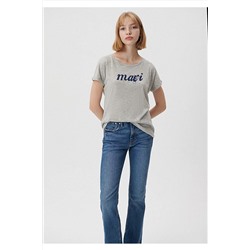 Mavi Logo Baskılı Gri Tişört Slim Fit / Dar Kesim 166422-25702