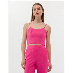 Pembe Crop Top Kolsuz Bluz