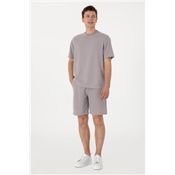 Erkek Comfort Fit Bisiklet Yaka Koyu Gri Tişört