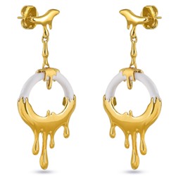 Серьги Оттепель (эмаль белая; покрытие золото), Есть комплект