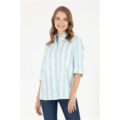 Kadın Mint Uzun Kollu Gömlek