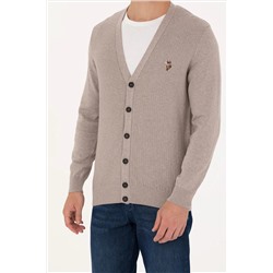 Erkek Vizon Melanj Basic Triko Hırka