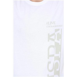 Erkek Beyaz Bisiklet Yaka Tişört