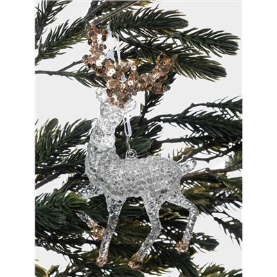 Игрушка елочная, 14 см, акрил, прозрачно-золотистая, Олень, Event