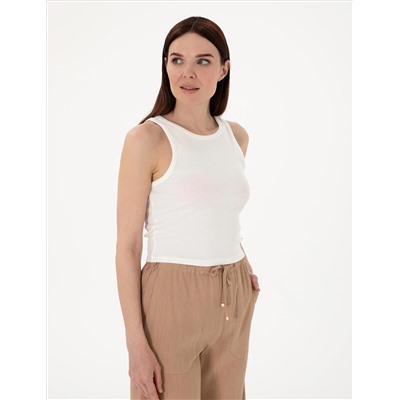 Beyaz Ex. Slim Fit Crop Tişört