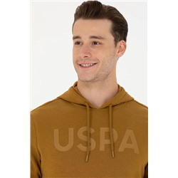 Erkek Açık Haki Kapüşonlu Basic Sweatshirt