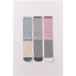 Pack 3 calcetines largos rayas lurex