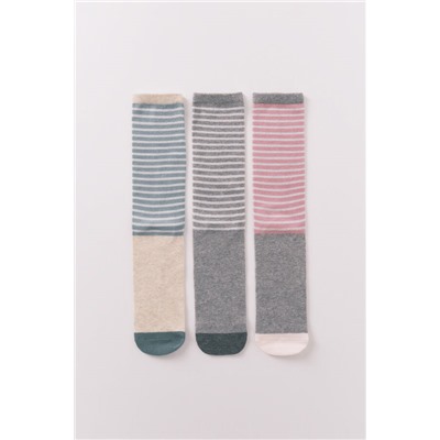 Pack 3 calcetines largos rayas lurex