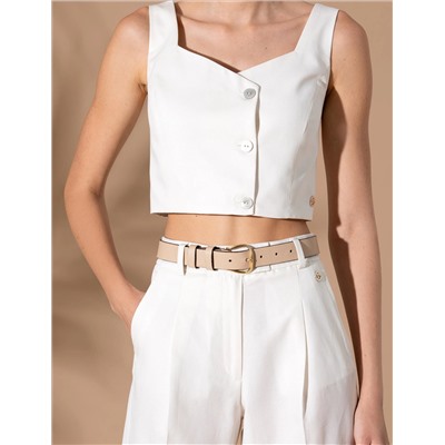 Ekru Crop Top Bluz