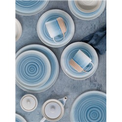 Сахарница, 9,5 см, 260 мл, керамика, бежево-голубая, в крапинку, Azurro