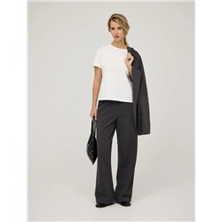 Серые широкие брюки с кантом