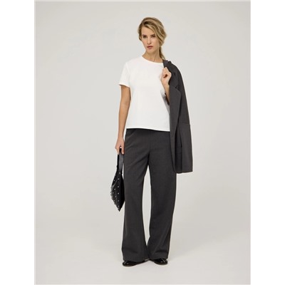 Серые широкие брюки с кантом