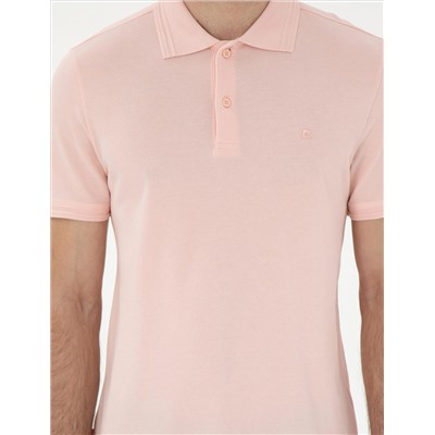 Pudra Slim Fit %100 Pamuk Polo Yaka Basic Tişört