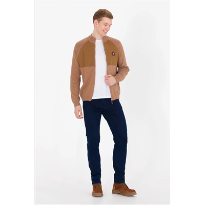 Erkek Camel Melanj Triko Hırka