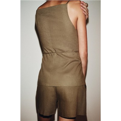 BEADED BELT WAISTCOAT IN LINEN BLEND