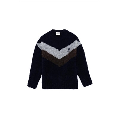 Erkek Çocuk Lacivert Bisiklet Yaka Triko Kazak