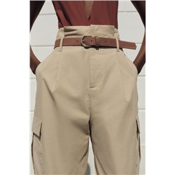 BELTED PAPERBAG CARGO TROUSERS