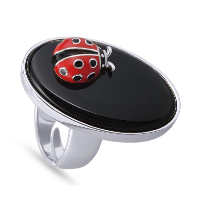 Кольцо Божья коровка (эмаль красная, черная; покрытие родий), Есть комплект