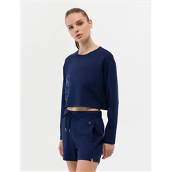 Lacivert Crop Top Sweatshirt