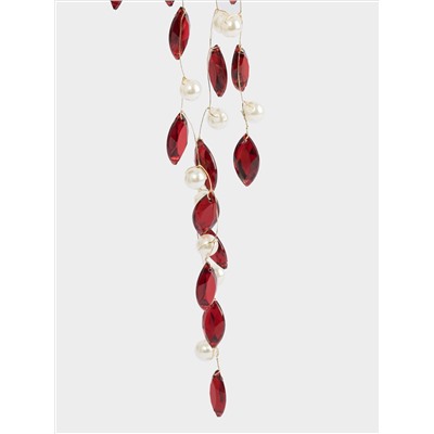 Украшение декоративное, 45 см, подвесное, акрил/металл, красно-белое, Жемчуг, New year