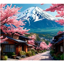 Декоративная атласная наволочка "Гора в Японии. Фудзияма" 45х45см интерьерная