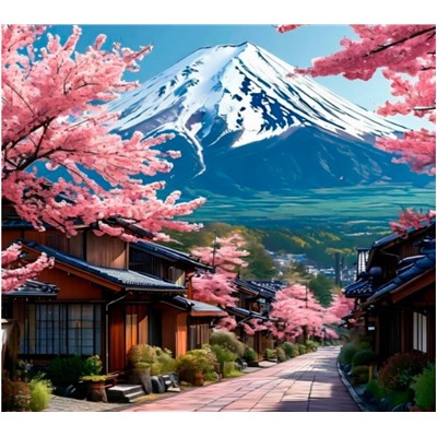 Декоративная атласная наволочка "Гора в Японии. Фудзияма" 45х45см интерьерная