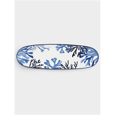 Блюдо, 40х12,5 см, керамика К, белое, овальное, Синие кораллы, Blue Coral