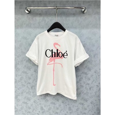 Женская футболка свободного кроя / овер с отворотами на рукавах  Chlo*e