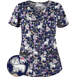 UA Dog Park Navy Print Scrub Top