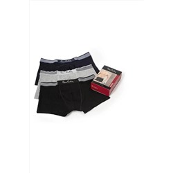 Pierre Cardin Modal Pamuklu Likralı 3'lü Siyah Lacivert Gri Boxer R.O.3.Z.6.E.L.0.T.