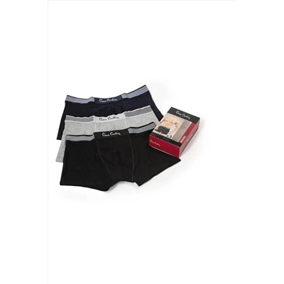 Pierre Cardin Modal Pamuklu Likralı 3'lü Siyah Lacivert Gri Boxer R.O.3.Z.6.E.L.0.T.
