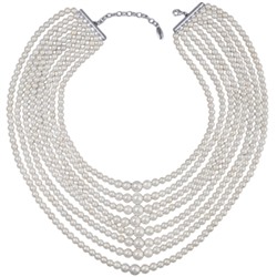 Колье Каскад (Майорка белая 6-10мм; покрытие родий) 42-48см, Есть комплект