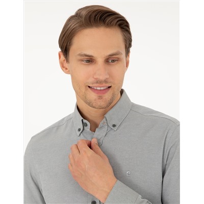 Haki Oxford Slim Fit Uzun Kollu Gömlek