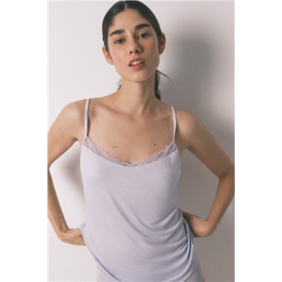 Camiseta tirantes punto súper suave azul