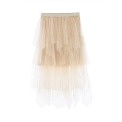 Falda avolantada de gasa Beige