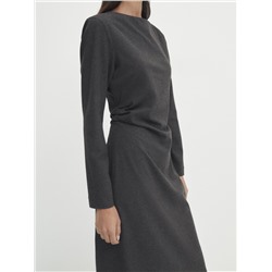 Vestido midi manga larga detalle frunces